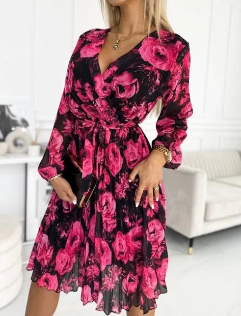 İthal Multi Şifon Kumaş Piliseli Elbise