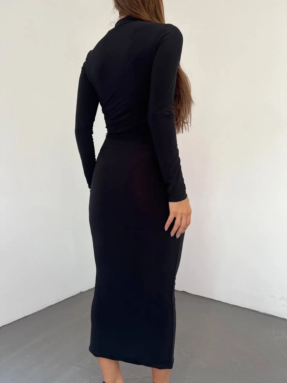 İthal Sandy Kumaş Beli ve Omzu Pile Beli Tül Detaylı Elbise