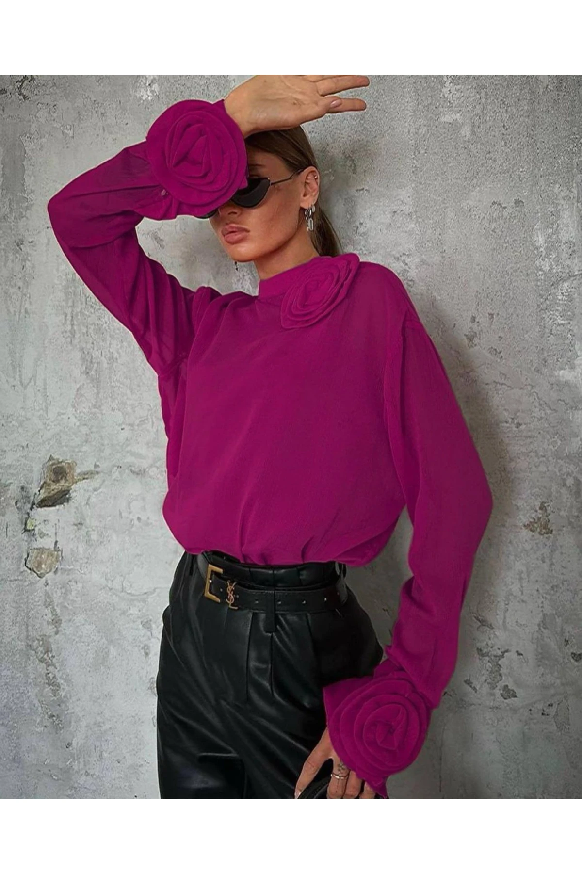 Jessica Kumaş Gül Detaylı Bluz