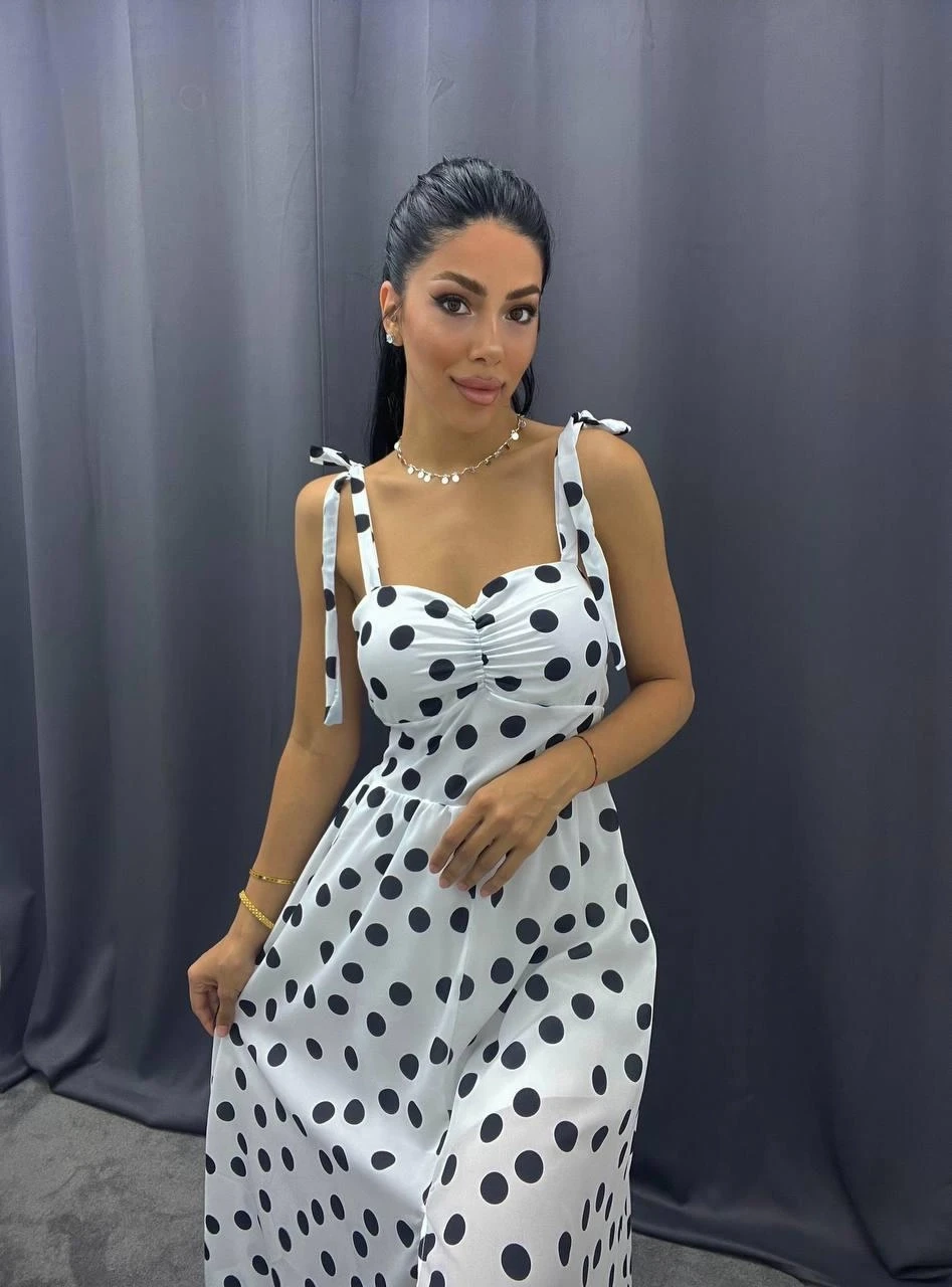 Jessica Kumaş Puantiyeli Elbise