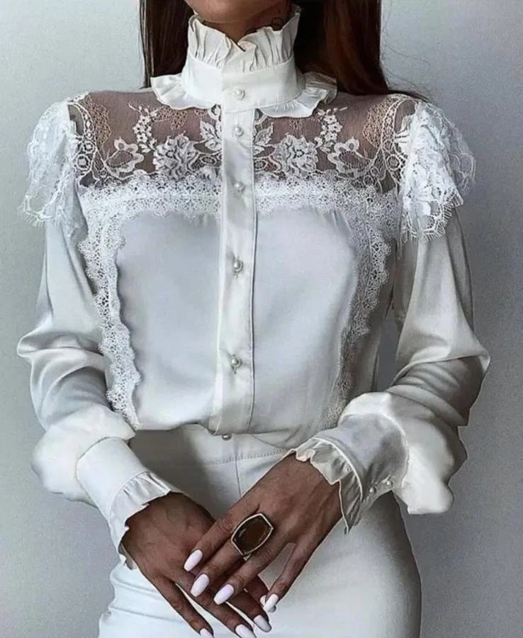 Jessıka Kumaş Dantel Detaylı Gömlek