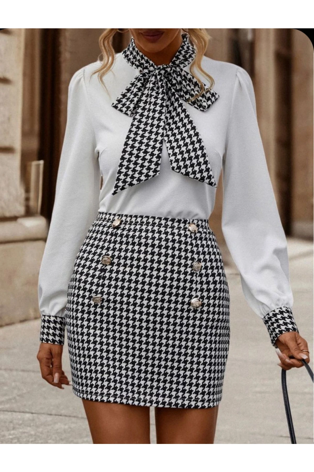 Jessıka Kumaş Düğme Detaylı Takım