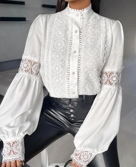 Jessıka Kumaş Güpür Detaylı Gömlek