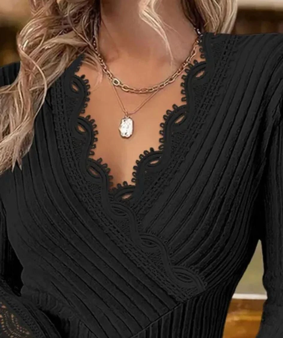 Kaşkorse Kumaş Güpür  Detaylı Bluz