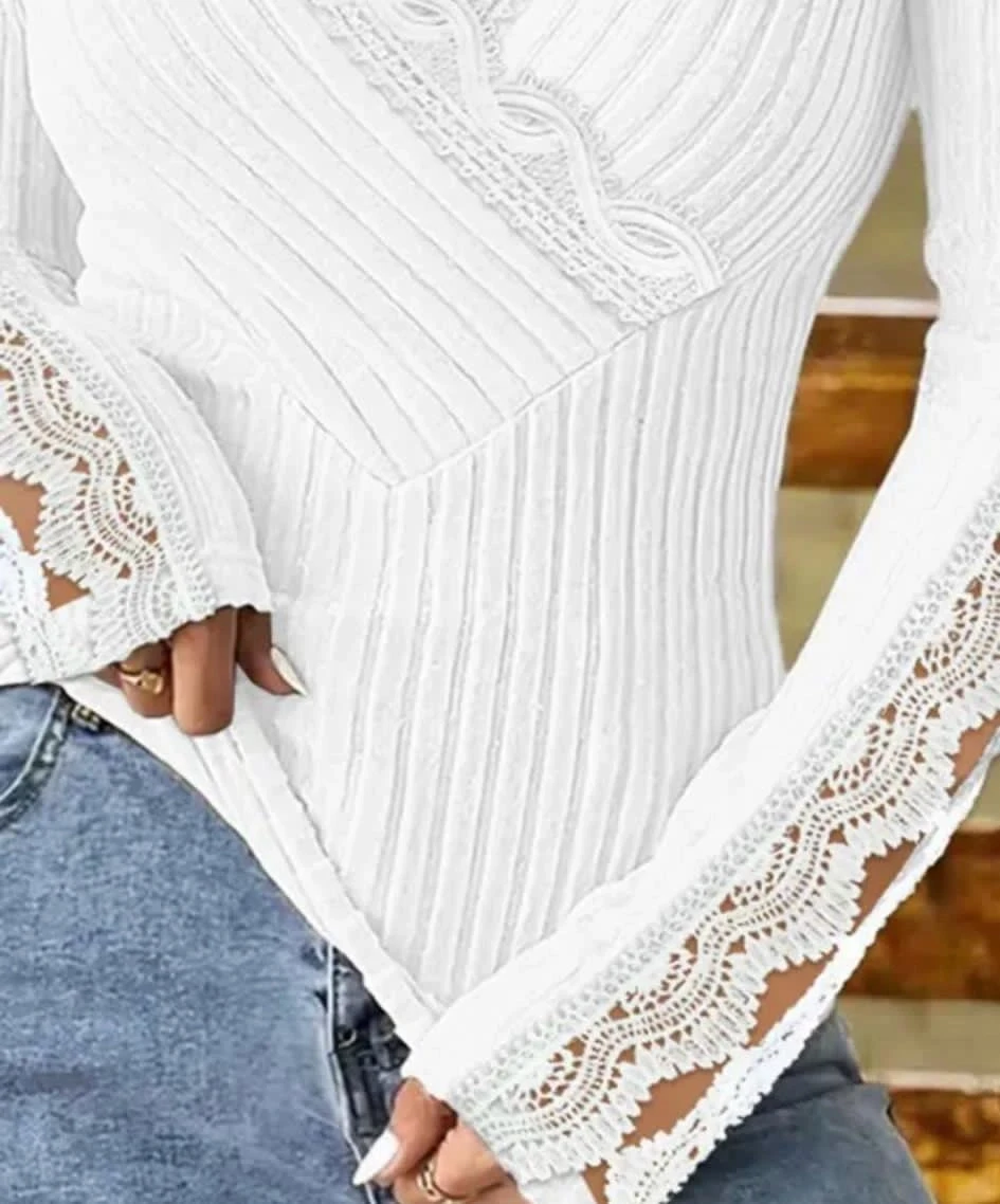 Kaşkorse Kumaş Güpür  Detaylı Bluz