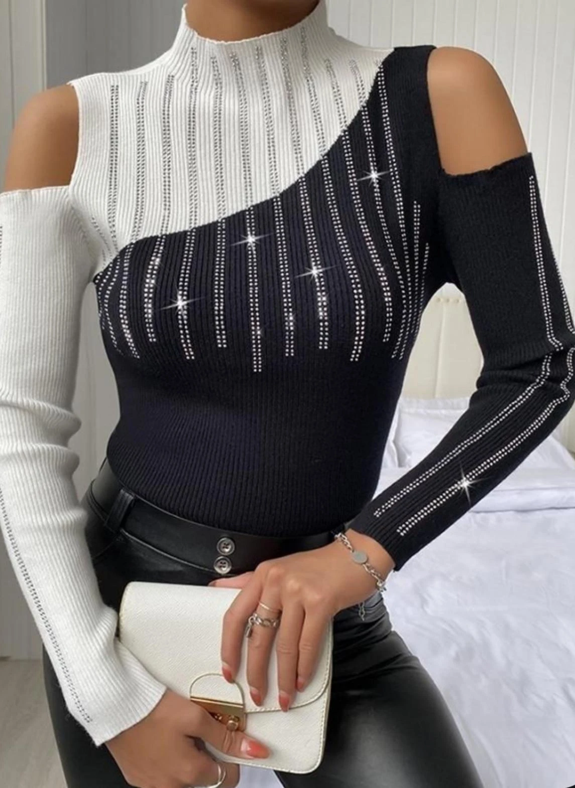 Kaşkorse Kumaş Taş Detaylı Bluz