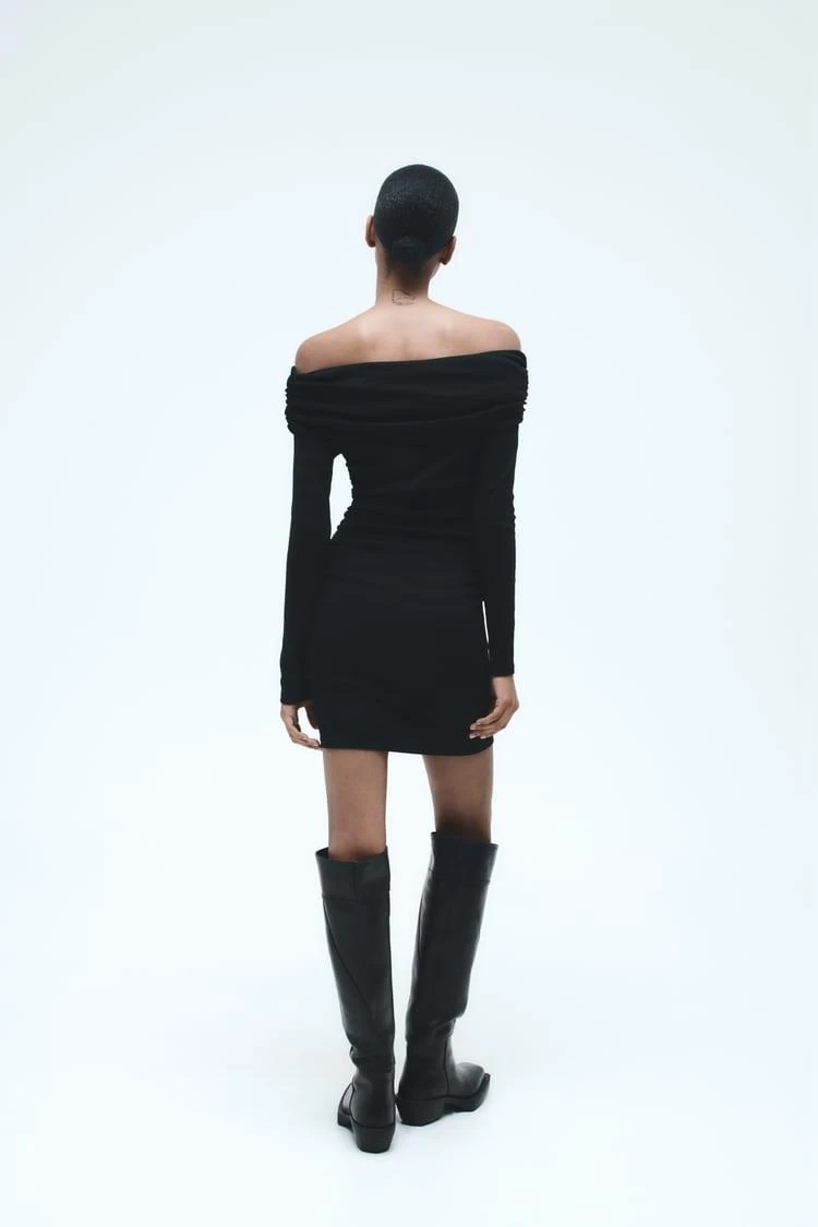 Kayık Yaka Viskon Elbise