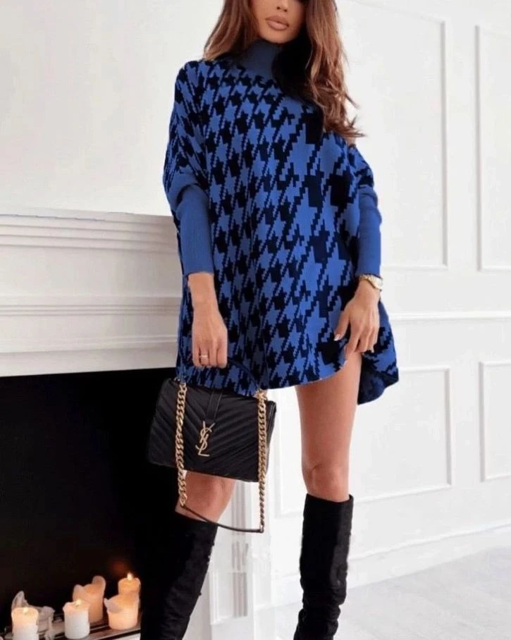 Kazayağı desen Triko Panço Kazak