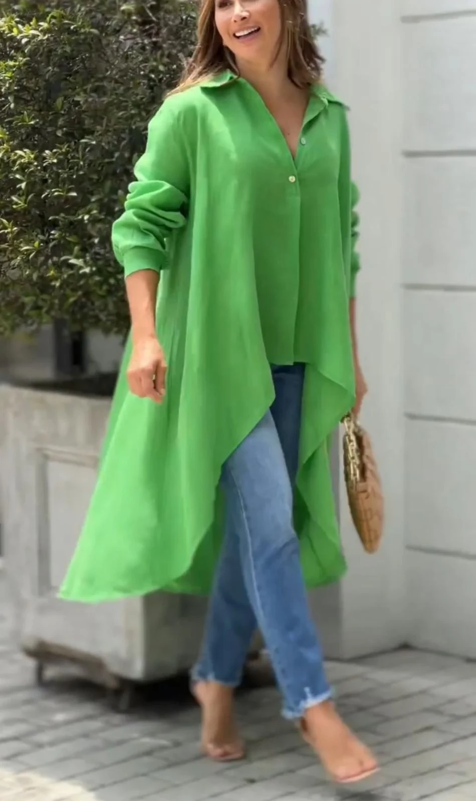 Keten Kumaş Arkası Uzun Tunik