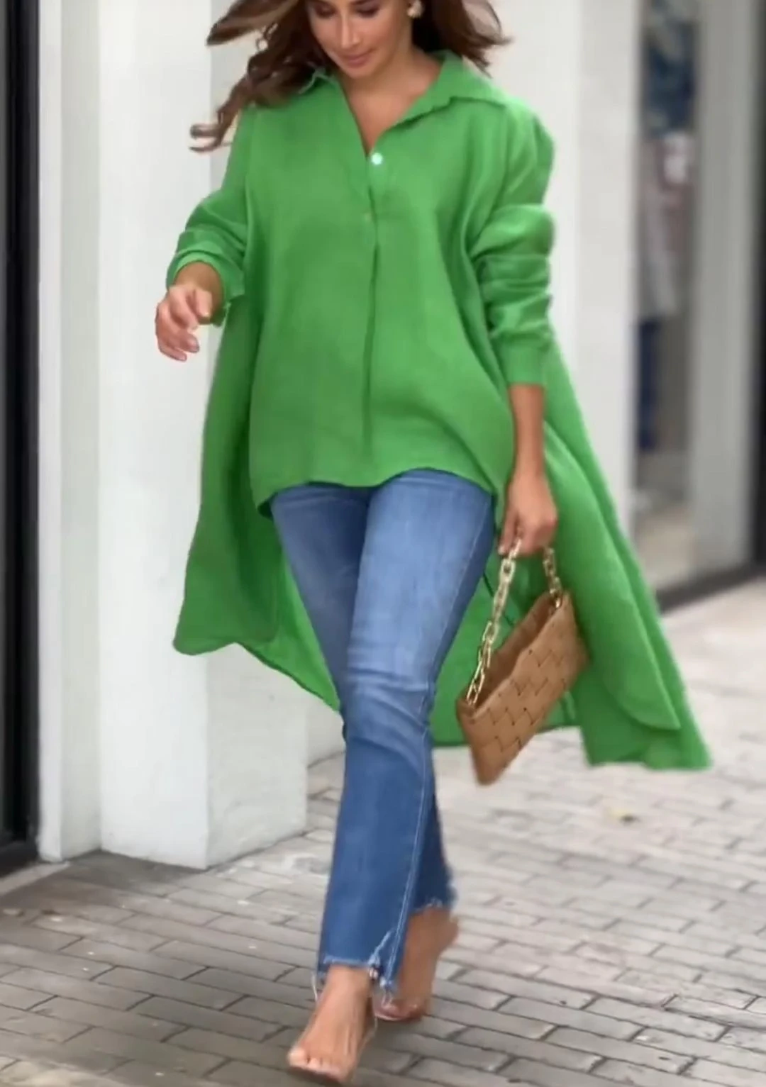 Keten Kumaş Arkası Uzun Tunik