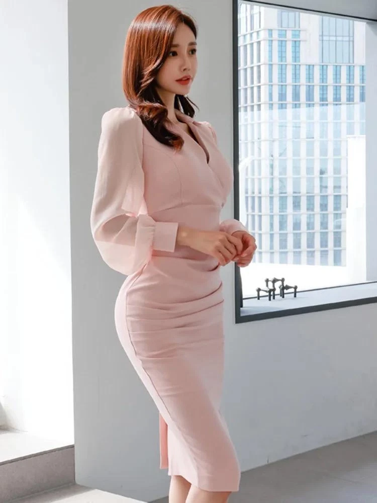 Kolları Şifon İthal Atlas Kumaş Gömlek Yaka Elbise