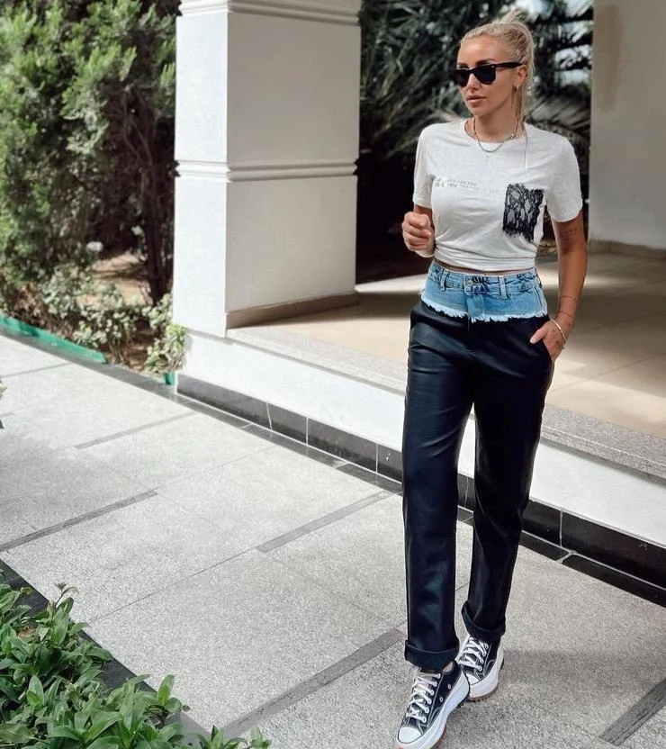 Kot Garnili Deri Pantolon