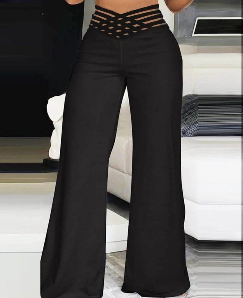 Kruvaze Bel Lastik Detay Krep Pantolon