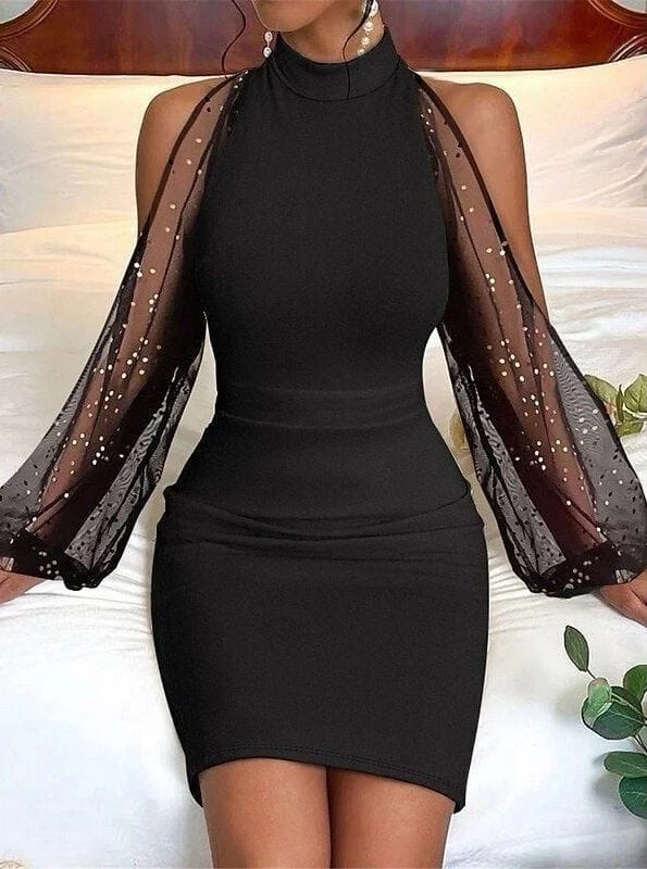 Kumaş Dalgıç Simli Tül  Elbise