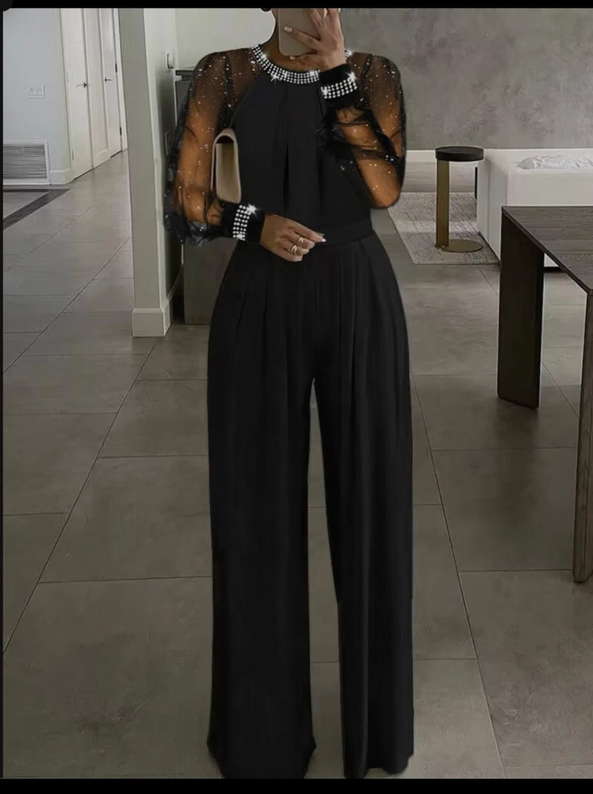 Kumas Mıkro Sımlı Tul Tas Aksesuarlı Tulum