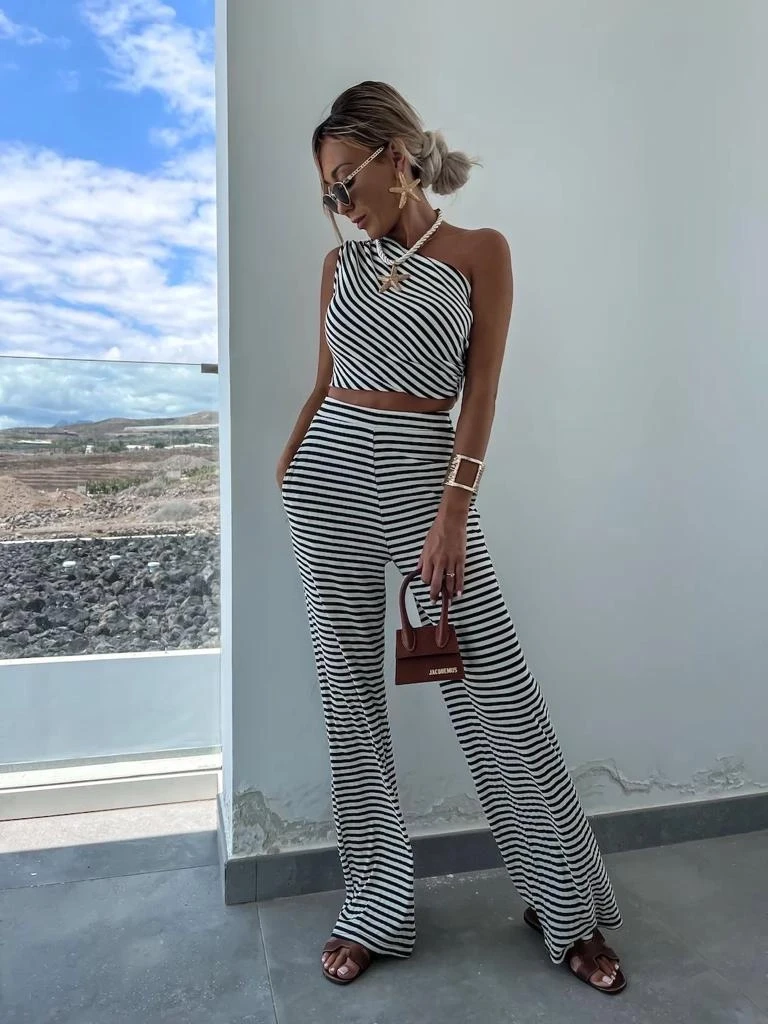 Likralı Suprem Kumaş Üstü  Tek Omuzlu İkili Takım