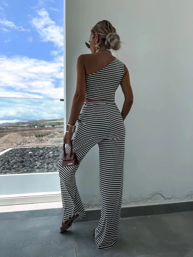 Likralı Suprem Kumaş Üstü  Tek Omuzlu İkili Takım