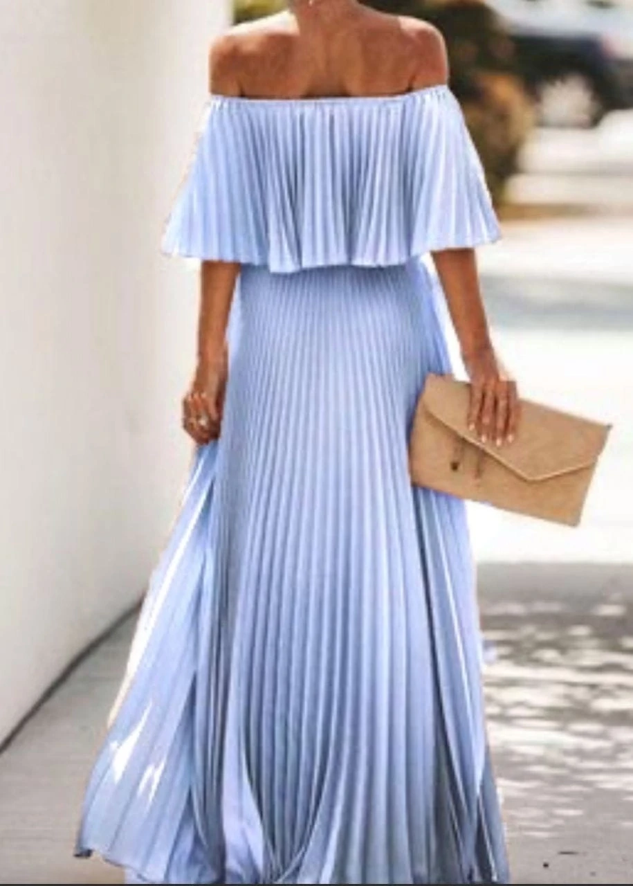 Madonna Yaka Piliseli Elbise  İthal Krep Kumas