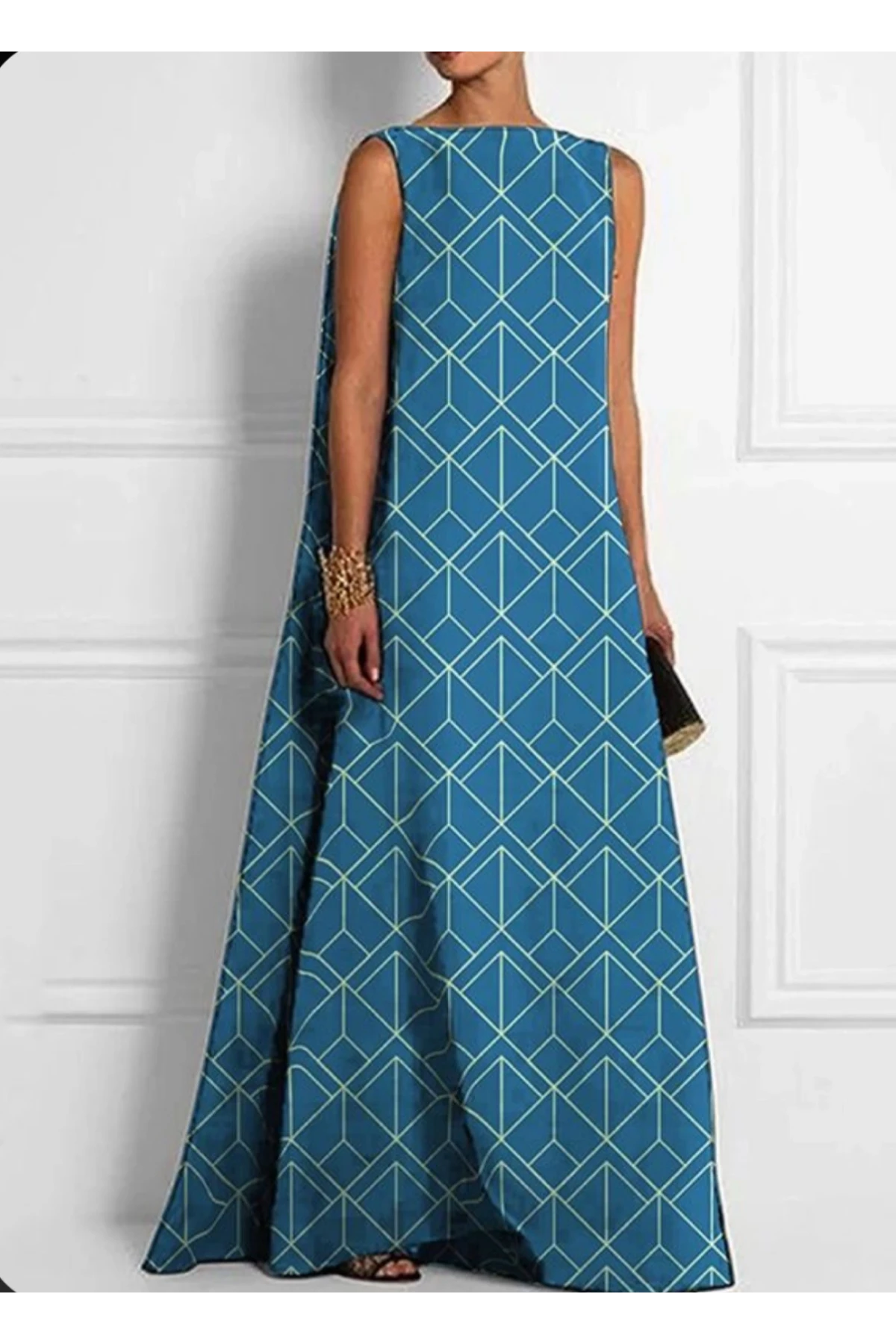 Maxi Dijital Elbise Micro Kumaş