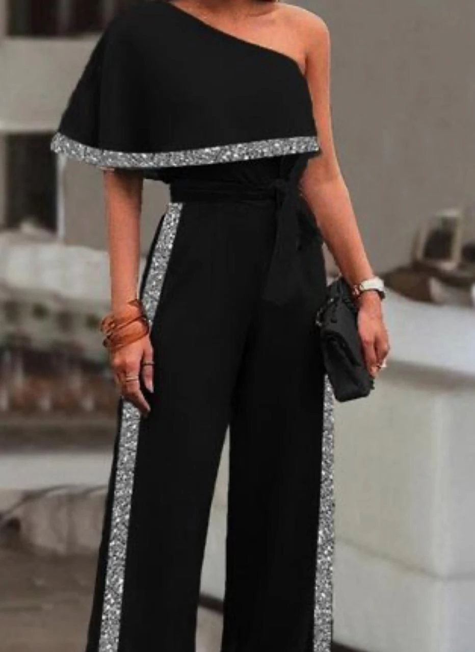 Micro Kumaş Pul Payet Şerit Detaylı Tulum