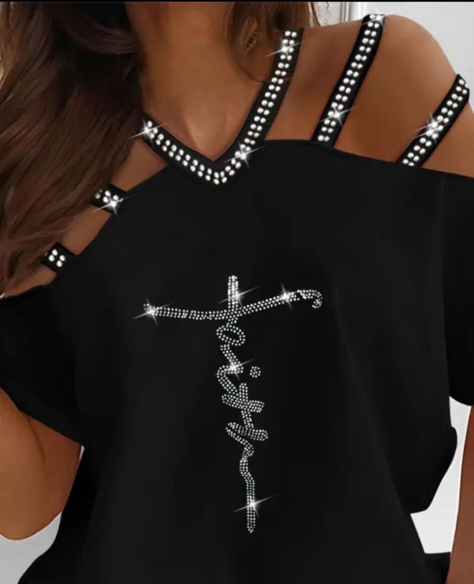 Micro Kumaş Taş Detaylı Bluz