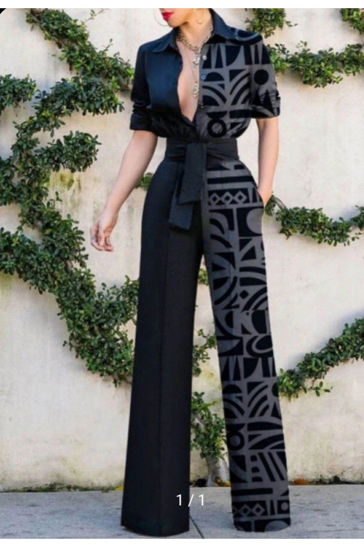 Mikro Kumaş Çift Desenli Tulum