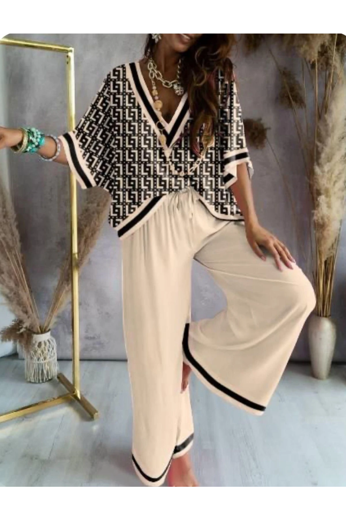 Mikro Kumaş Desenli Takim