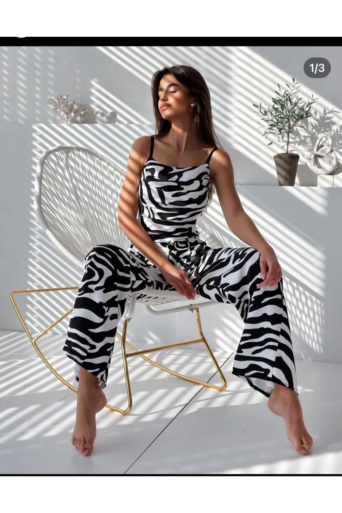 Mikro Kumaş Zbra Desenli Tulum