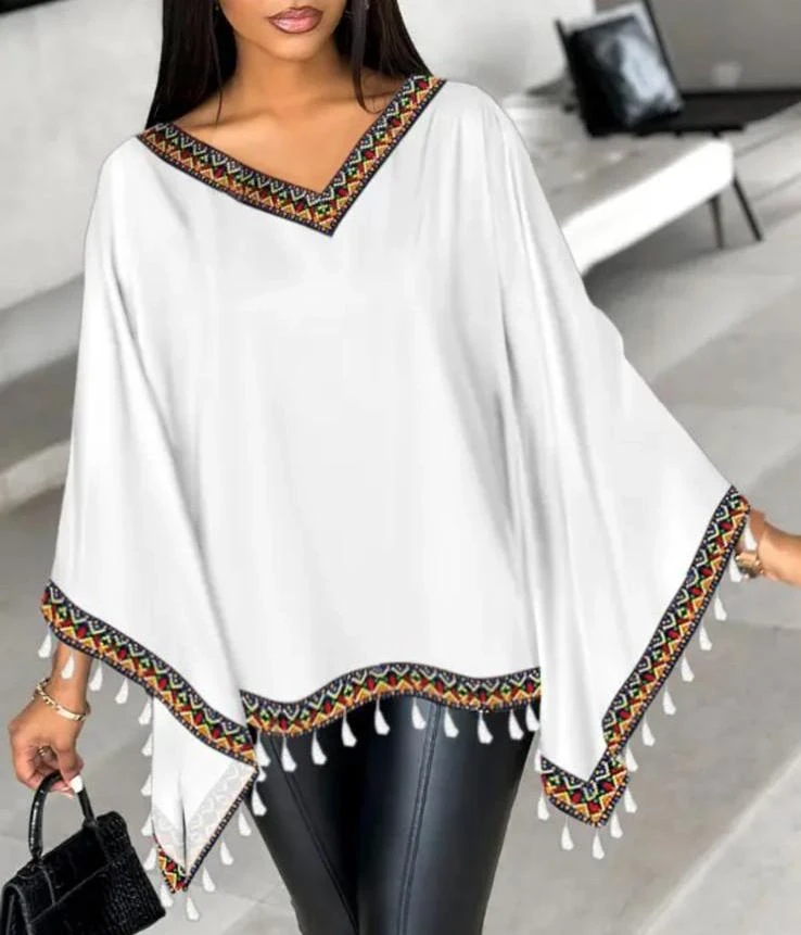 Mikro Kumaş Püsküllü Salaş Bluz