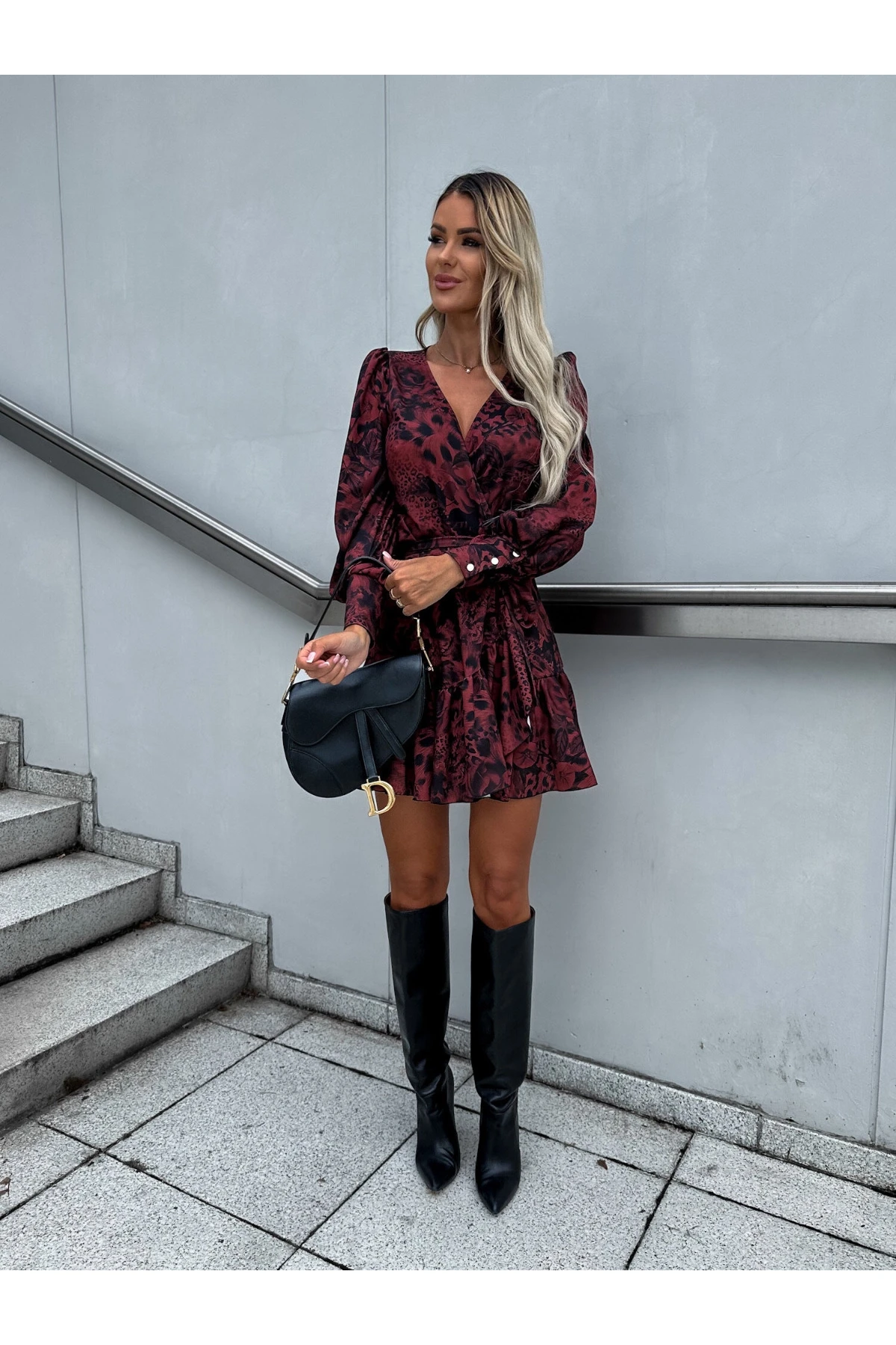 Moscrep Kumaş Puantiyeli Elbise