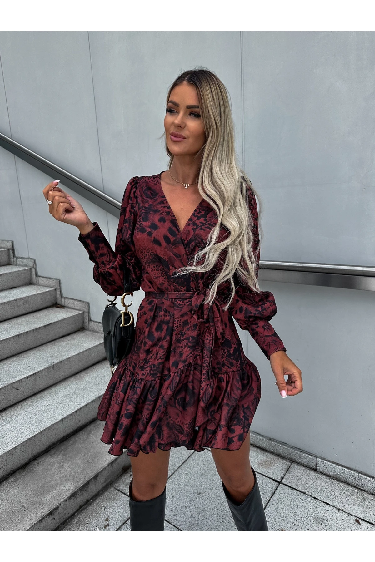 Moscrep Kumaş Puantiyeli Elbise