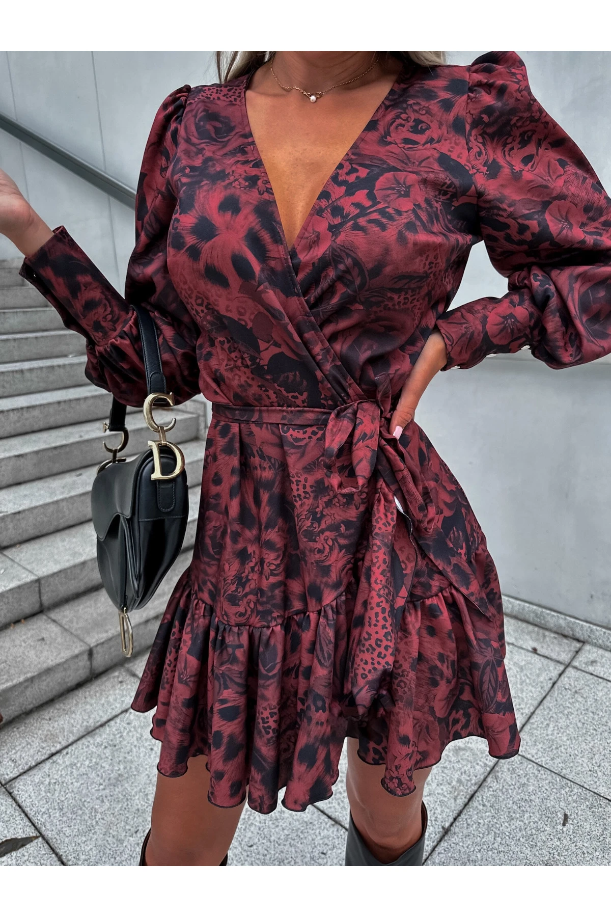 Moscrep Kumaş Puantiyeli Elbise