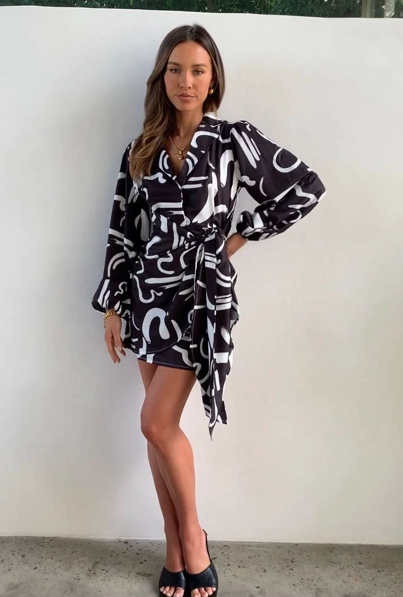 Mosskrep Kumaş Yandan Bağlamalı Elbise