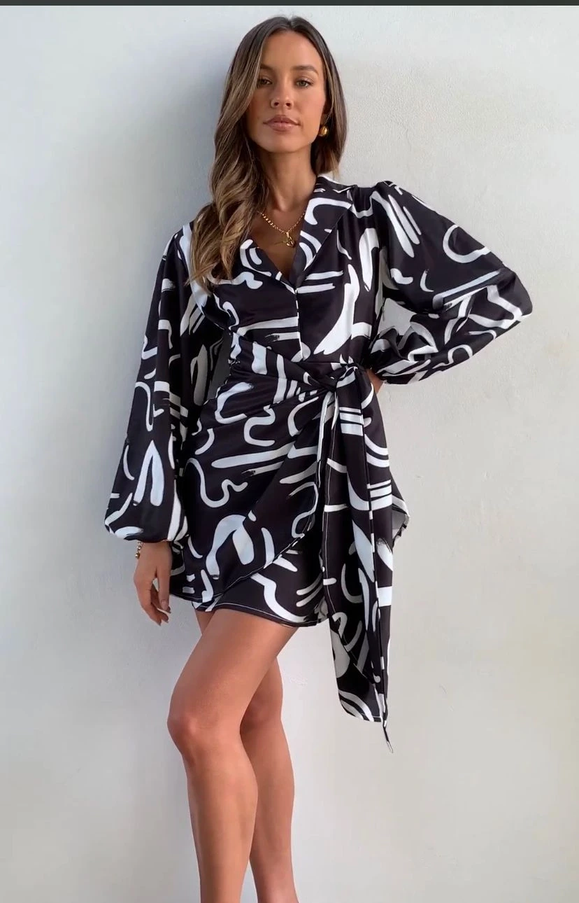 Mosskrep Kumaş Yandan Bağlamalı Elbise