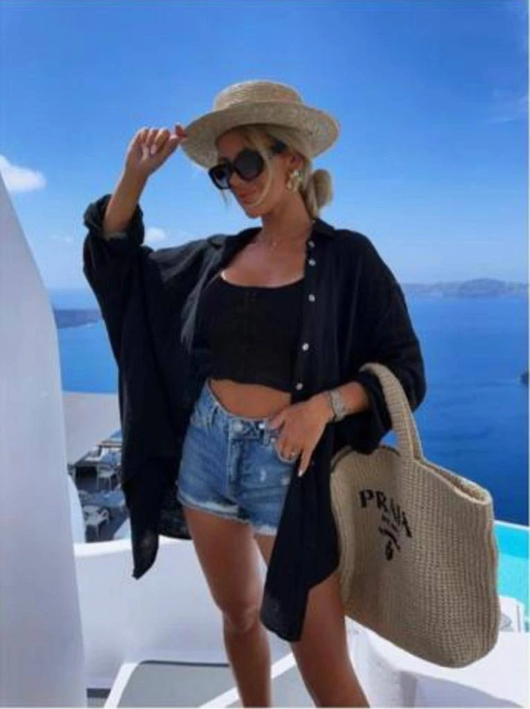 Müslin Kumaş Nakış İşleme Detaylı Tunik