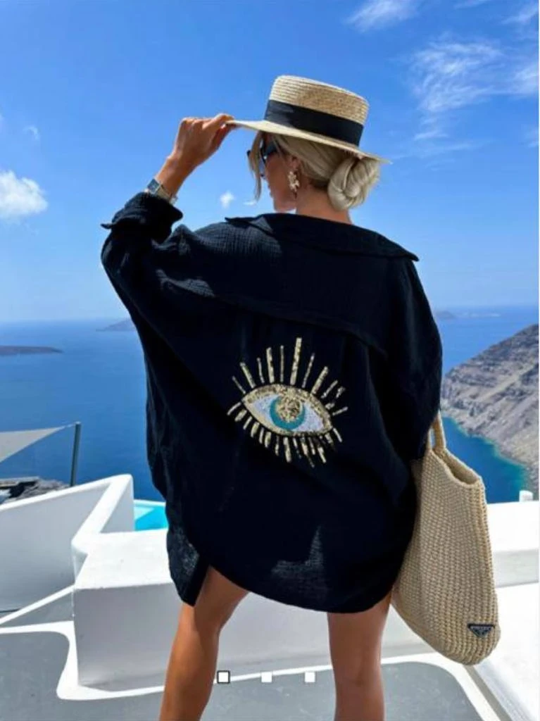 Müslin Kumaş Nakış İşleme Detaylı Tunik