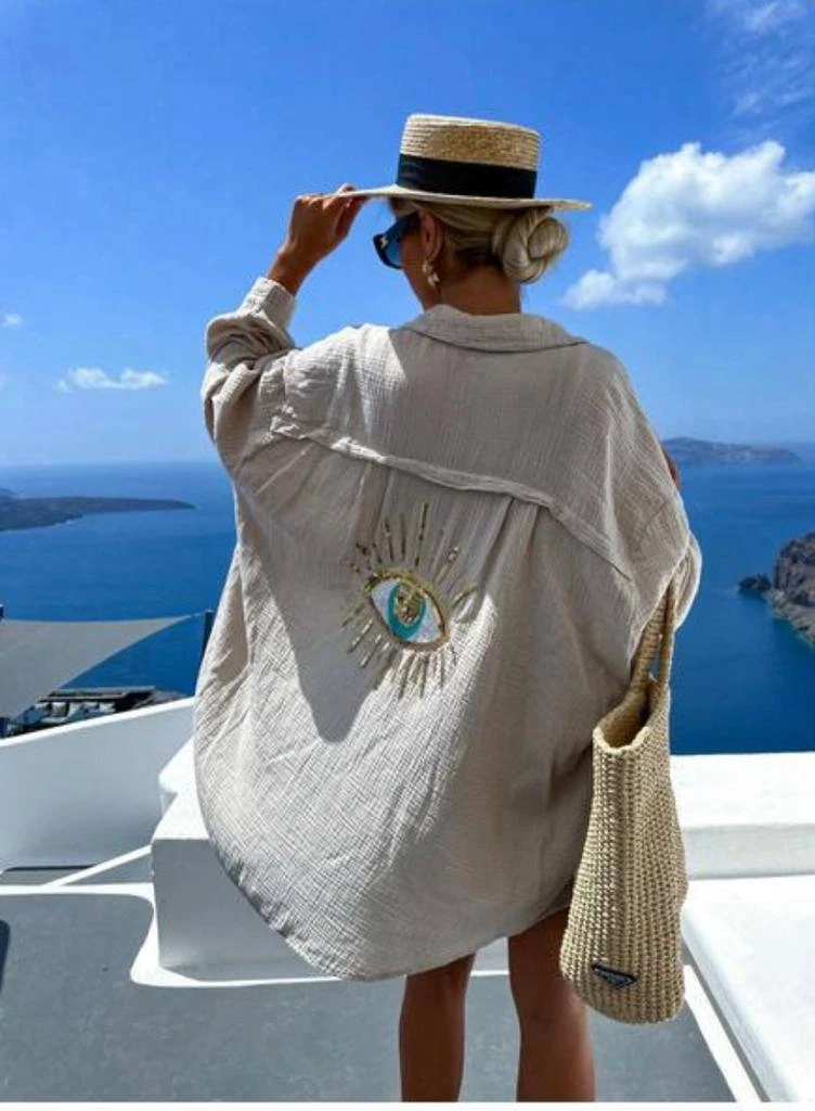 Müslin Kumaş Nakış İşleme Detaylı Tunik