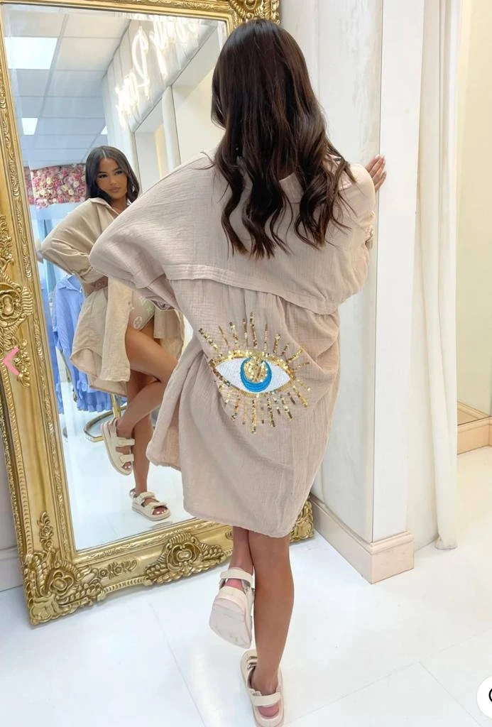 Müslin Kumaş Nakış İşleme Detaylı Tunik