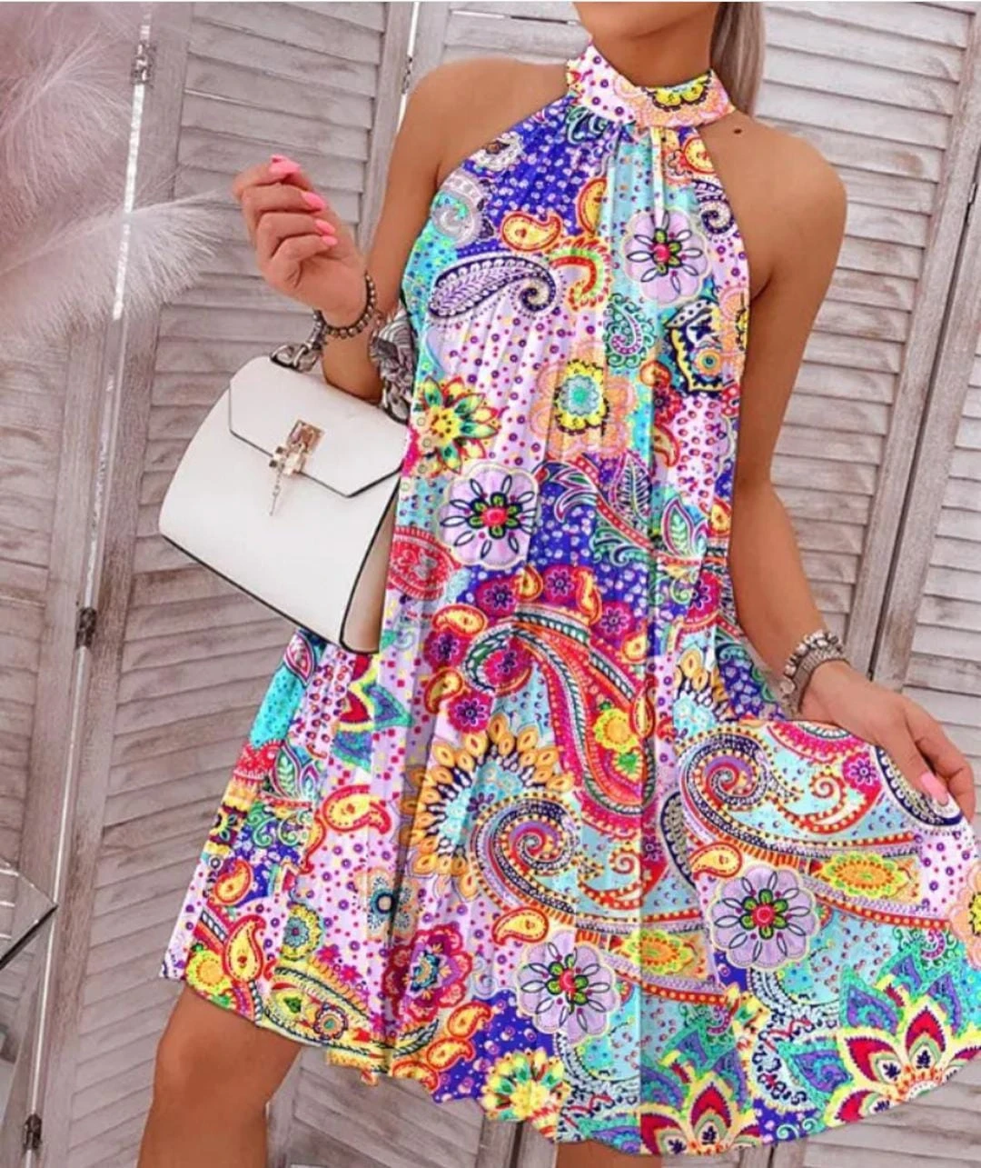 Neww Sezon Şal Desen Elbise