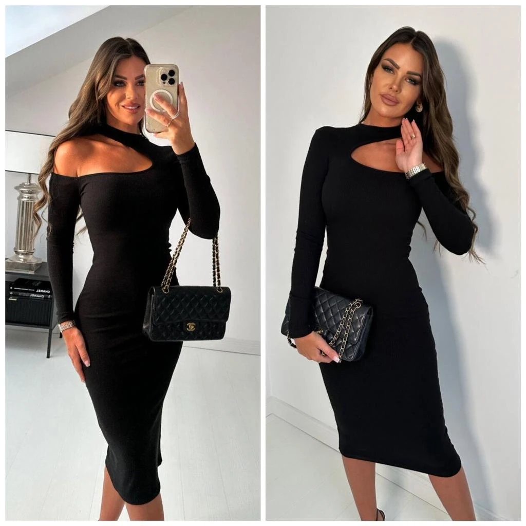 Omuz Dekolteli Kaşkorse Elbise