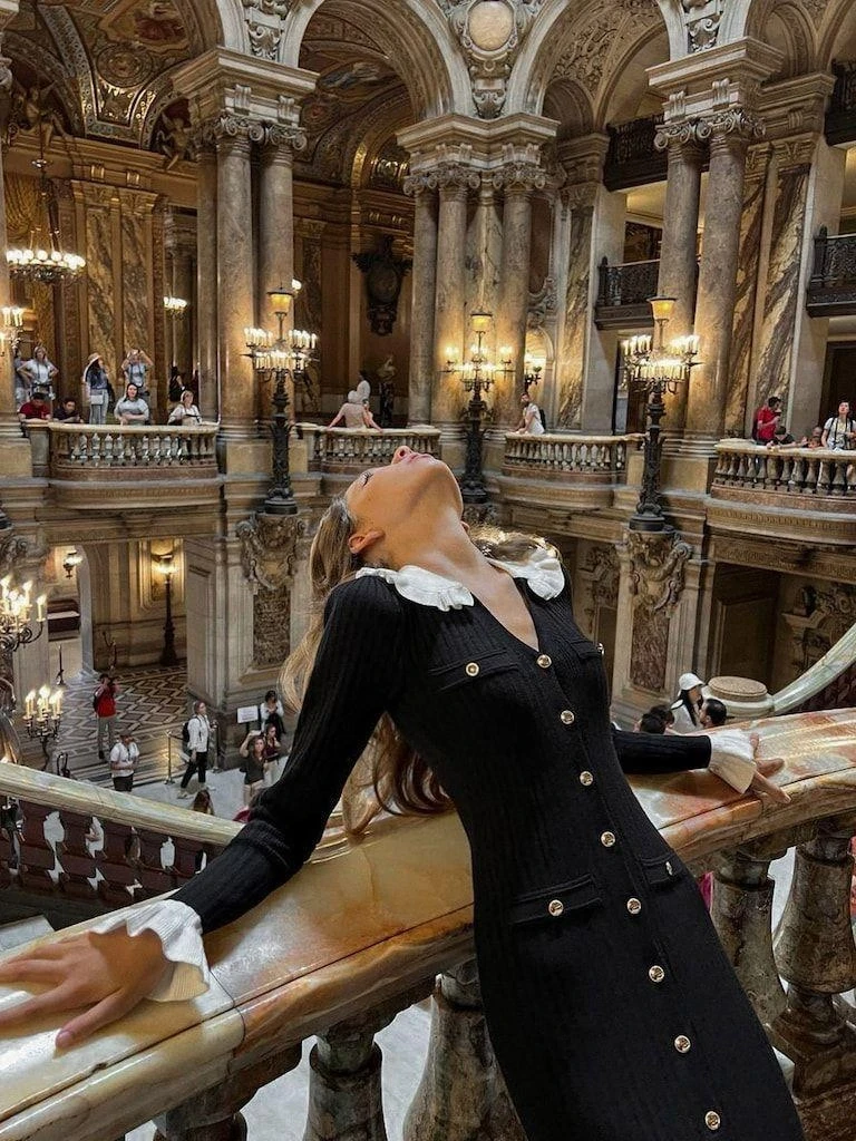 Ottoman Raporlu Kaşkorse Düğme Detaylı Elbise