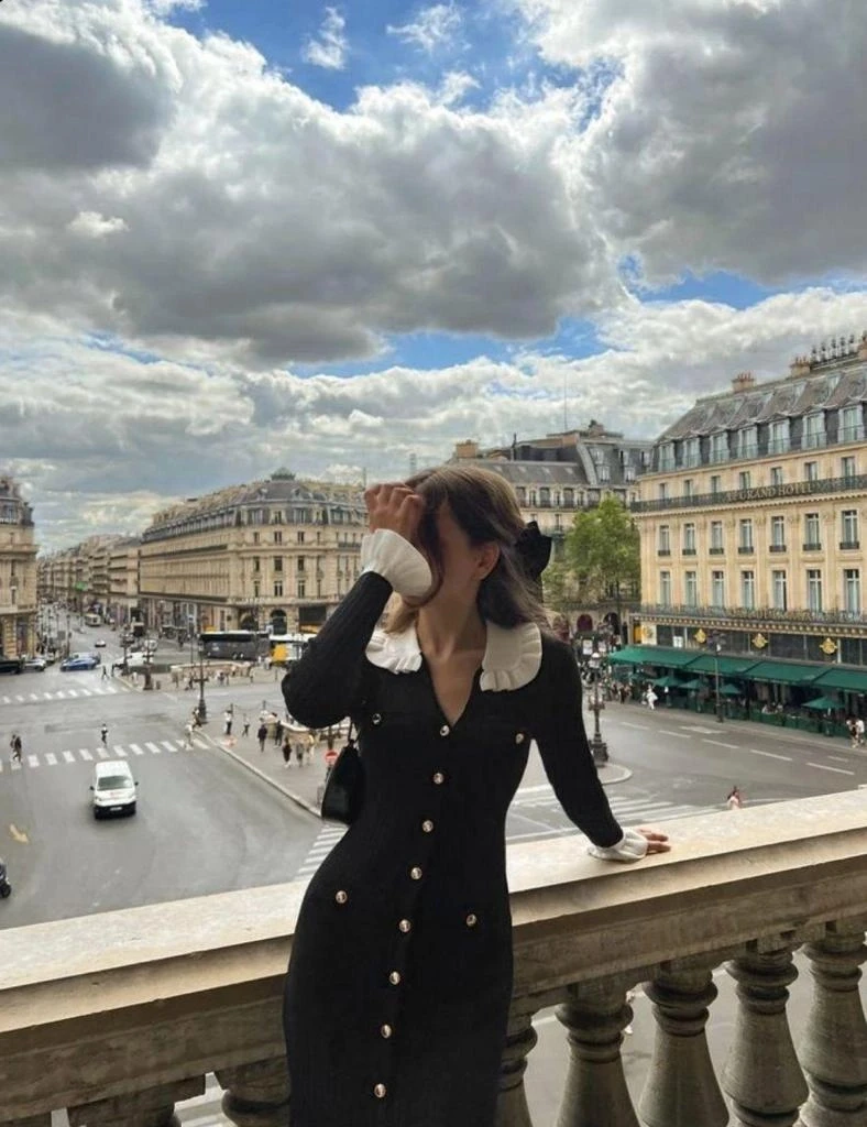 Ottoman Raporlu Kaşkorse Düğme Detaylı Elbise