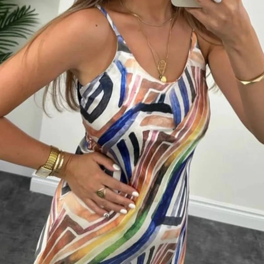 Pamuk Saten Renklı Mıdı Boy Elbise