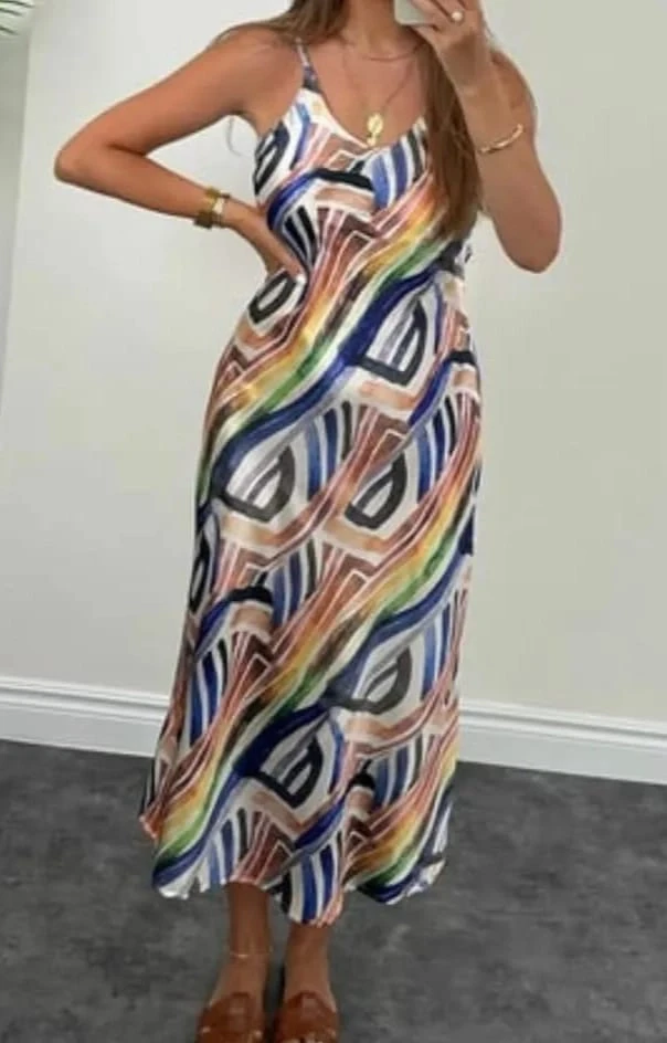 Pamuk Saten Renklı Mıdı Boy Elbise