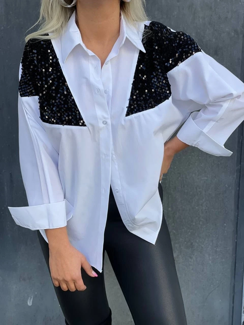 Payetli Tasarım Poplin Gömlek