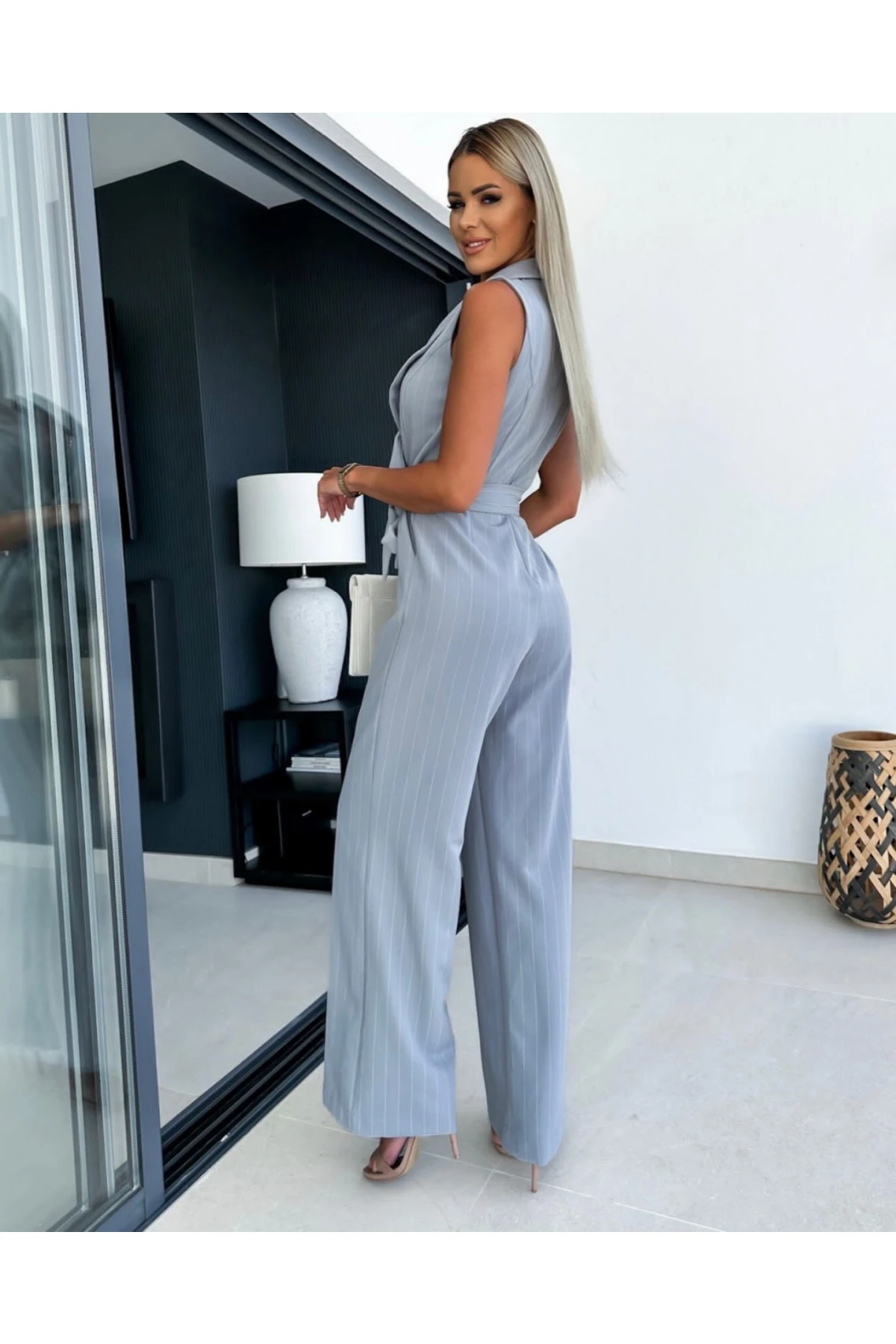 Poliviskon Kumaş Kuşaklı Cep Detaylı Tulum