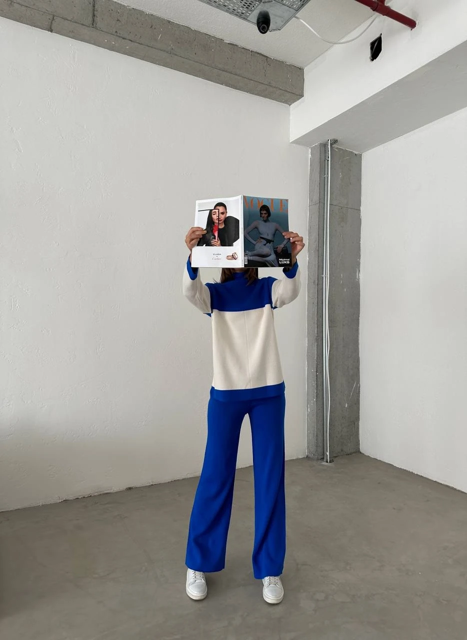 Rahat Kalıp Çift Renkli Triko Takım