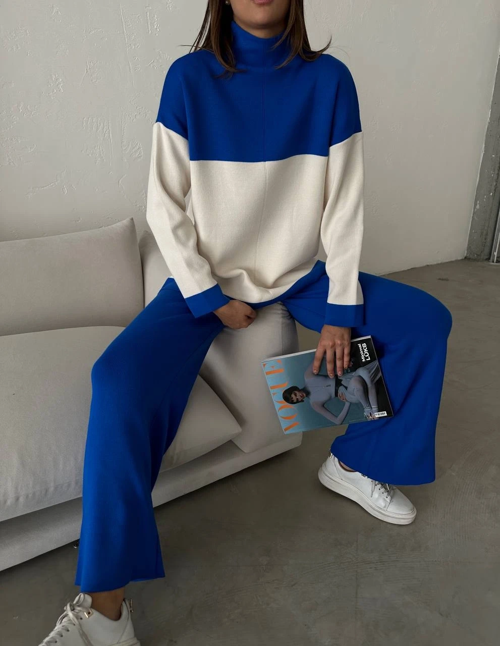 Rahat Kalıp Çift Renkli Triko Takım