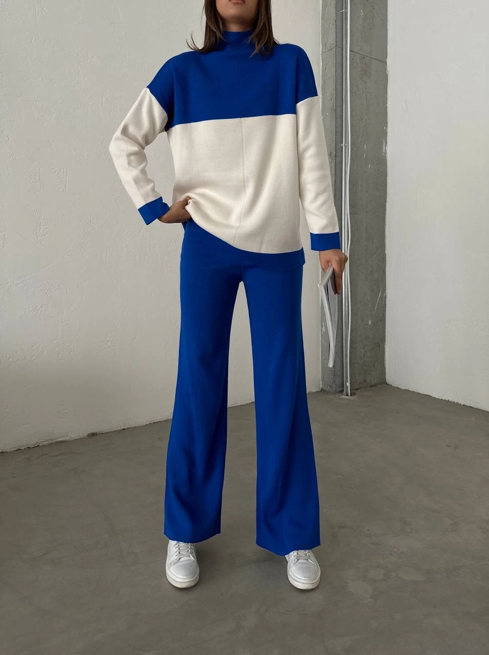 Rahat Kalıp Çift Renkli Triko Takım