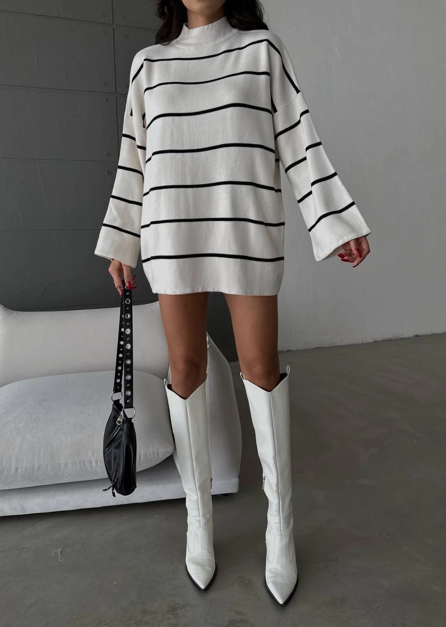 Rahat Kalıp Çizgili Triko&Tunik